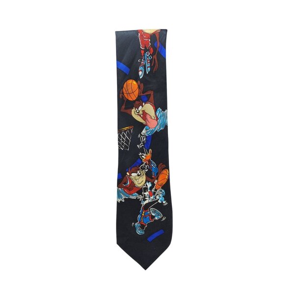 Vintage 1992 Looney Tunes Taz Basketball Character Mens Silk Necktie - Picture 1 of 2